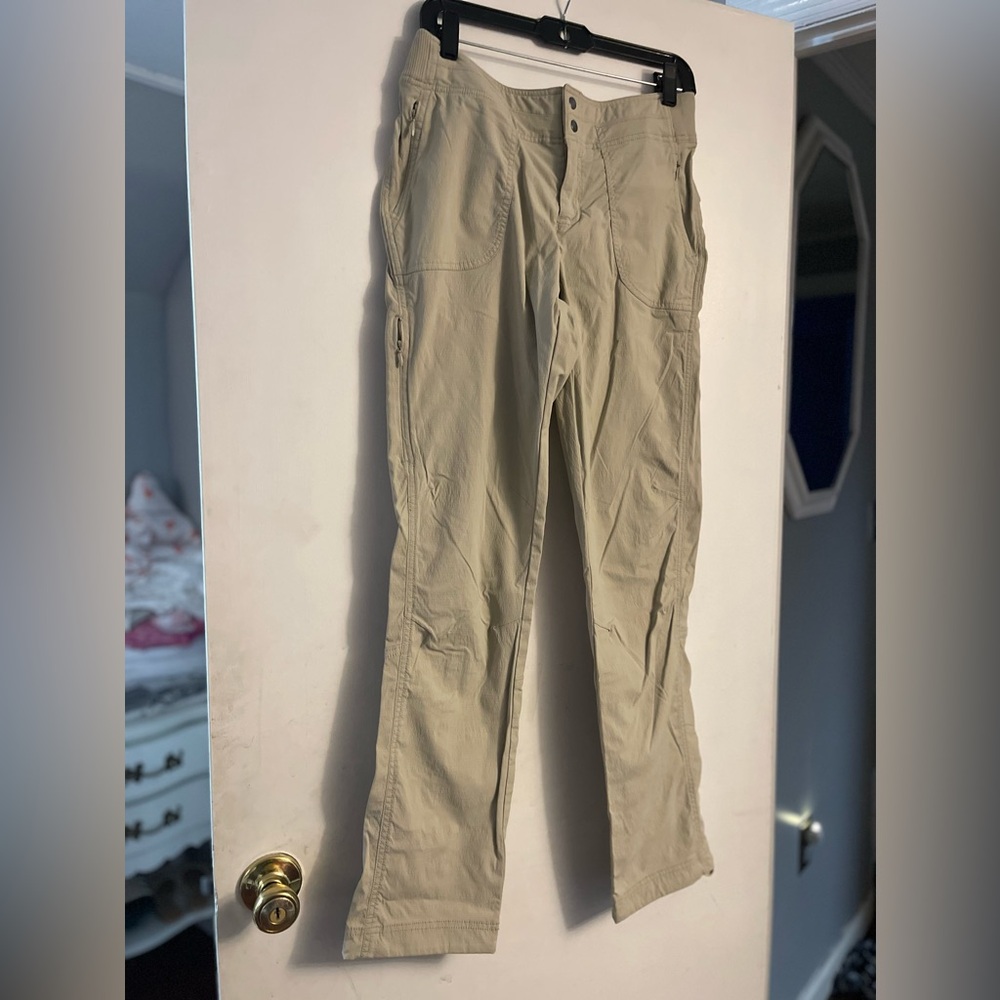 Athleta Khaki Beige Zip Button PullOn Trekkie Hiking Walking Pocket Nylon Pant 6 - Picture 7 of 13